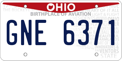 OH license plate GNE6371