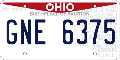 OH license plate GNE6375