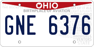 OH license plate GNE6376