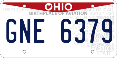 OH license plate GNE6379