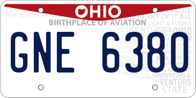 OH license plate GNE6380