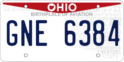 OH license plate GNE6384
