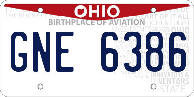 OH license plate GNE6386