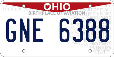 OH license plate GNE6388
