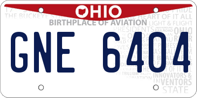 OH license plate GNE6404
