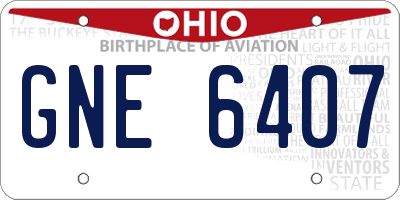 OH license plate GNE6407