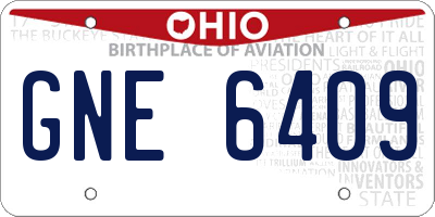 OH license plate GNE6409