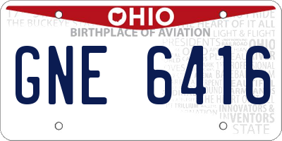 OH license plate GNE6416