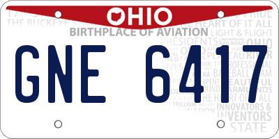 OH license plate GNE6417
