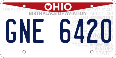 OH license plate GNE6420