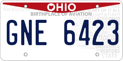 OH license plate GNE6423