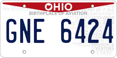 OH license plate GNE6424