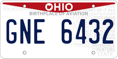 OH license plate GNE6432