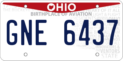 OH license plate GNE6437