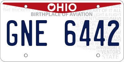 OH license plate GNE6442