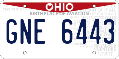 OH license plate GNE6443