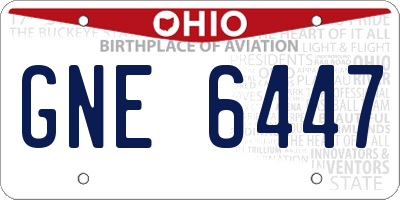 OH license plate GNE6447