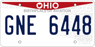 OH license plate GNE6448