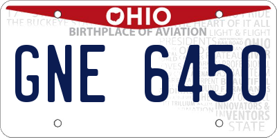 OH license plate GNE6450