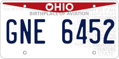 OH license plate GNE6452