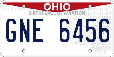 OH license plate GNE6456