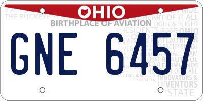 OH license plate GNE6457