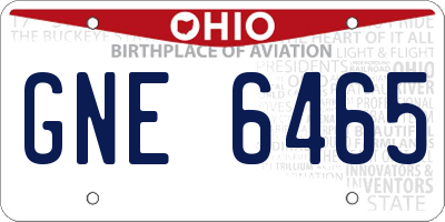 OH license plate GNE6465