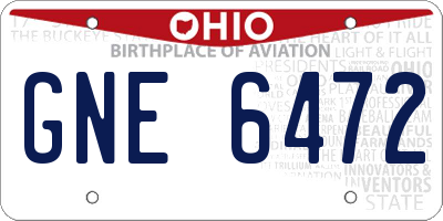 OH license plate GNE6472