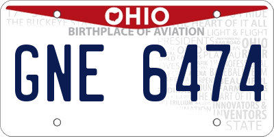 OH license plate GNE6474