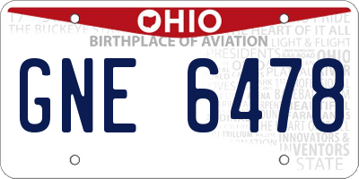 OH license plate GNE6478