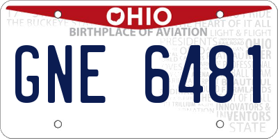 OH license plate GNE6481