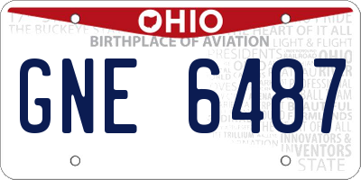 OH license plate GNE6487