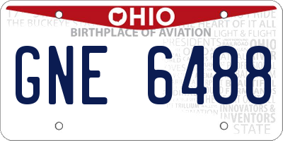 OH license plate GNE6488