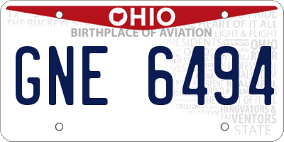 OH license plate GNE6494