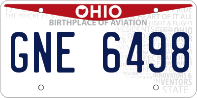 OH license plate GNE6498