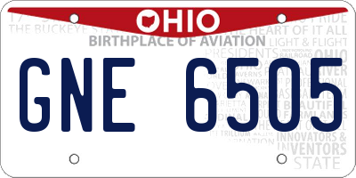 OH license plate GNE6505