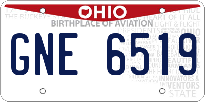 OH license plate GNE6519