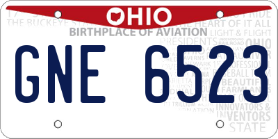 OH license plate GNE6523