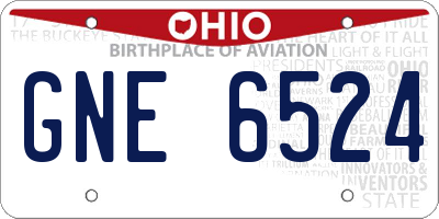 OH license plate GNE6524