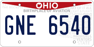 OH license plate GNE6540