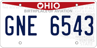 OH license plate GNE6543