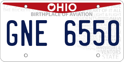 OH license plate GNE6550