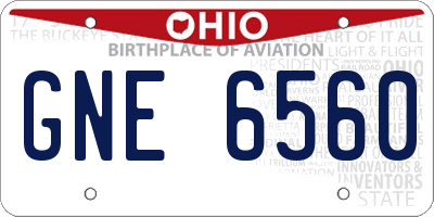 OH license plate GNE6560