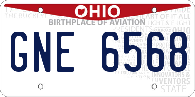 OH license plate GNE6568