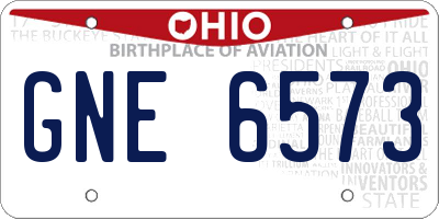 OH license plate GNE6573