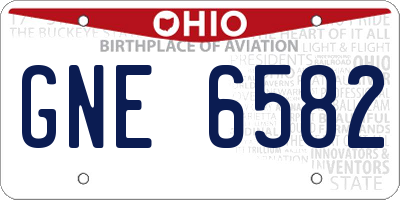OH license plate GNE6582
