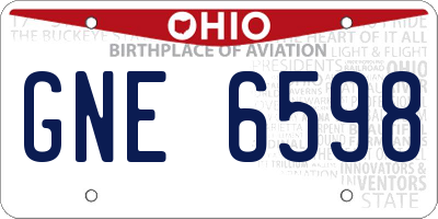 OH license plate GNE6598