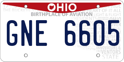 OH license plate GNE6605