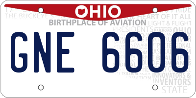 OH license plate GNE6606