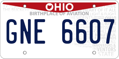 OH license plate GNE6607